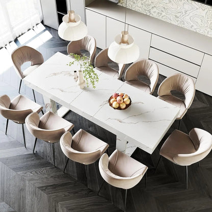 Farmhouse Rustic Extendable Dining Room Table for 8 10, 70.9" (86.6") x 31.5", Rectangular Dinner Table, Customized