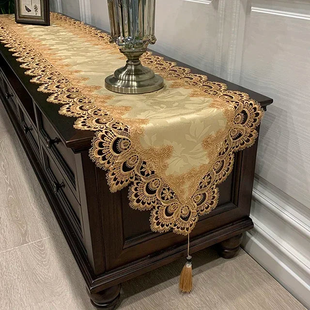 Oval Tablecloth  Runner Lace Pendant tassel Dresser Dust