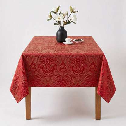 Treasure Jacquard Quilted Look Tablecloth – Red/Gold