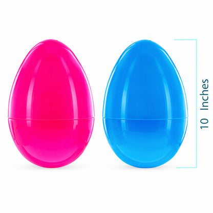Set of 2 Pink and Blue Giant Jumbo Large Size Fillable Plastic Easter Eggs 10 Inches