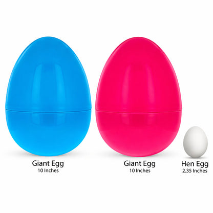Set of 2 Pink and Blue Giant Jumbo Large Size Fillable Plastic Easter Eggs 10 Inches