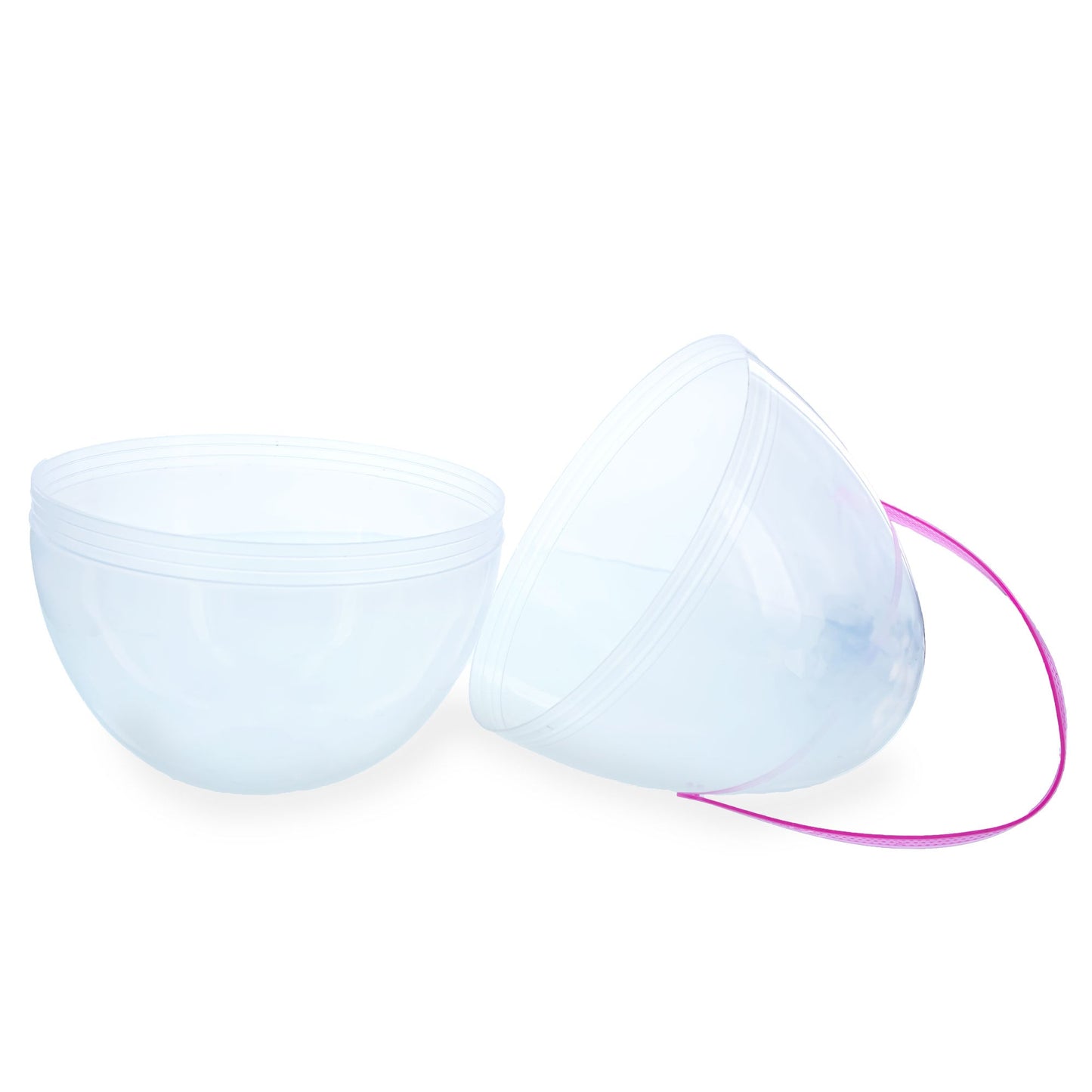 Set of 2 Transparent Jumbo Plastic Easter Eggs with Handles Large Size 10 Inches