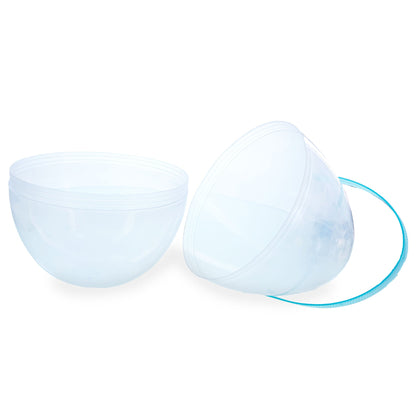 Set of 2 Transparent Jumbo Plastic Easter Eggs with Handles Large Size 10 Inches