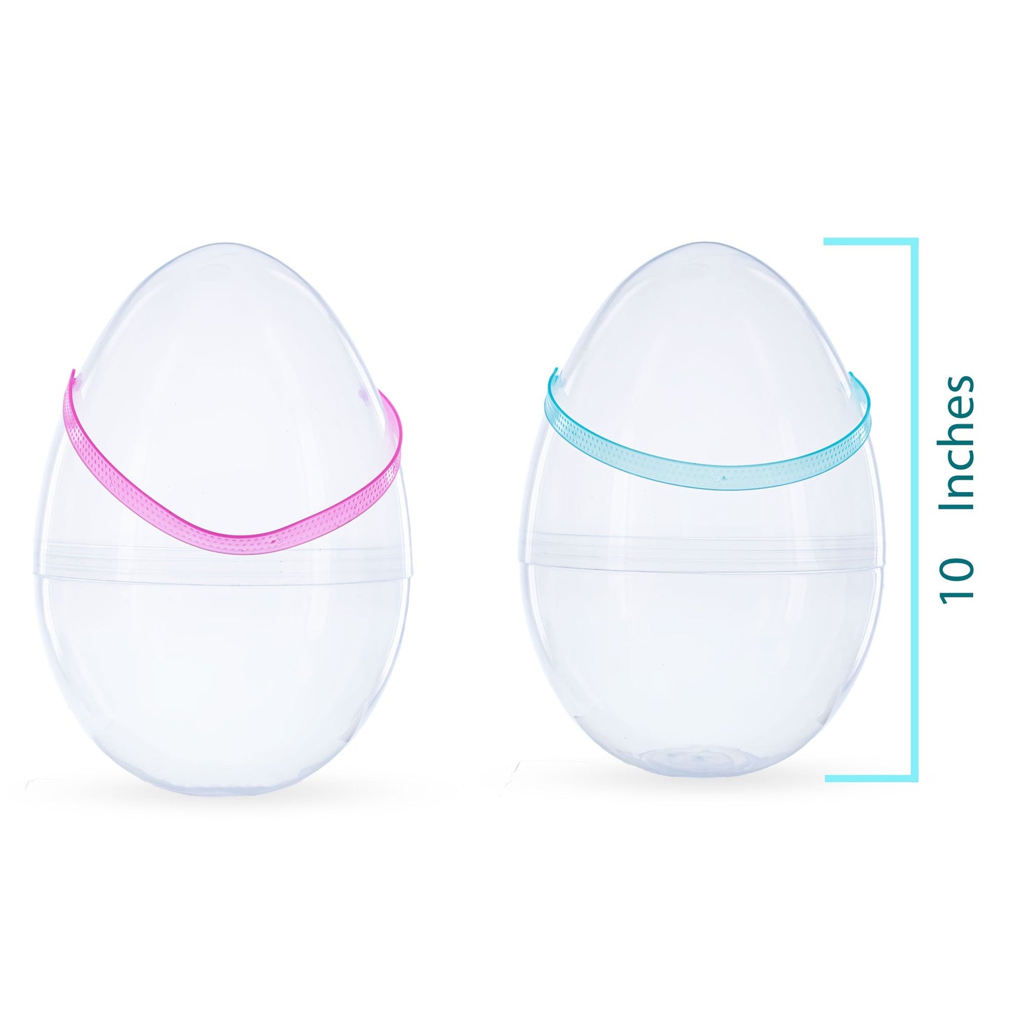 Set of 2 Transparent Jumbo Plastic Easter Eggs with Handles Large Size 10 Inches